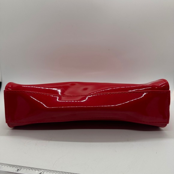 Lancome Paris Red Patent Leather Cosmetic Makeup Bag Pouch Clutch Zipper Closure - Picture 8 of 12